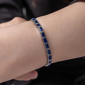 Resim Gümüş Mavi Taşlı Su Yolu Kadın Bileklik 