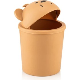 Resim Özbience Sevimli Ayıcık Tasarımlı Masaüstü Çöp Kutusu, 2500 Ml, Kahverengi ve Beyaz 