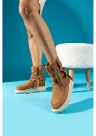 Resim Shoetek Filipa Kadın Bot&bootie Püsküllü Postal Taba Süet Taba Suet 