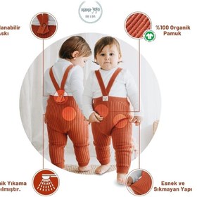 Resim Mama Yoyo Baby&Kids Askılı Organik Triko Bebek Taytı - Kiremit 