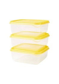 Resim 3 Lü Set Saklama Kabı Sarı Renk Meridyendukkan Çok Amaçlı Özelliği 0.6 Lt 3adet Sarı Kapak Sarı 