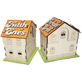 Resim Ahşap Ev Görünümlü Kumbara-Hediyelik Eşya-Kişye Özel Kumbara 