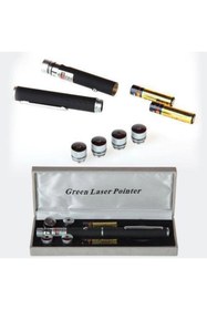 Resim Carneil Yeşil Lazer Pointer 100 Mw 10km Etkili 5 Başlıklı 