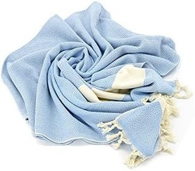 Resim Mavi Pamuk Bambu Peştemal 