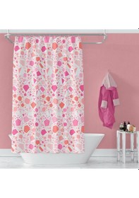 Resim Banyo Perdesi 1x100x200 Tek Kanat Duş Perdesi Halka Hediyeli Duşakabin Perdesi 6811 Pembe 