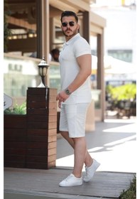 Resim Defymoda Erkek Şort Tişört Alt Üst Takım Beyaz 