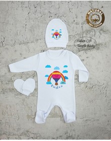 Resim yzc home size dair... Te01 Isimli Erkek Bebek Tulum Şapka Eldiven Set 