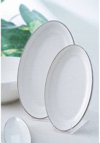 Resim Acar Senna Silver 45 Parça 6 Kişilik Porselen Yemek Takımı 7306 Beyaz 