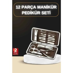 Resim Motto Ticaret 12 Parça Manikür Pedikür Seti Özel Deri Çanta El Ayak Bakımı Akne ve Sivilce Temizleme 