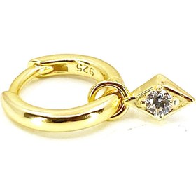 Resim Mini Tektaş Karo Gümüş Küpe - Çift / Gold 