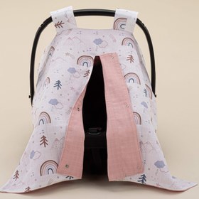 Resim Puset Örtüsü - Çift Taraflı - Pudra Muslin - Pastel Gökkuşağı 