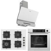 Resim Ferre Fryart Sc Silent serisi Wok'lu Beyaz 3'lü Ankastre Set ( xe64cb+sc406-wfa+d081-sa ) 