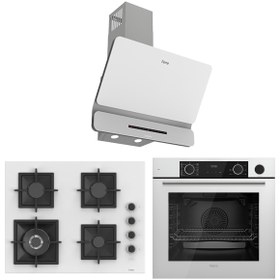 Resim Ferre Fryart Sc Silent serisi Wok'lu Beyaz 3'lü Ankastre Set ( xe64cb+sc406-wfa+d081-sa ) 