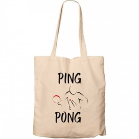 Resim Ping Pong Actor Design Krem Fermuarlı Bez Çanta Gabardin - Krem 
