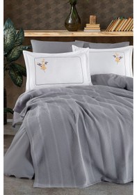 Resim Elart Melany Pike Çift Kişilik %100 Pamuk 200x220 Cm Gri Gri 