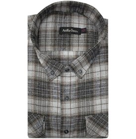 Resim Atilla Özer Büyük Beden Çift Cep Klasik Kışlık Kaşmir Gömlek - 7462 Krem 