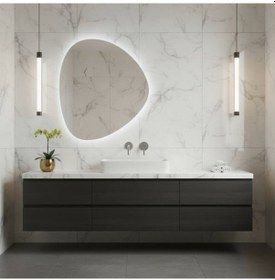 Resim 50x58 Cm Modern Asimetrik Led Li Banyo Aynası Dokunmatik, Dimmerli, 6500k Beyaz Işık Beyaz 