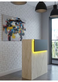 Resim Resital Ledli Karşılama Bankosu G-90 Cm Ofis Kasa Resepsiyon Masası Banko-003-8-4 