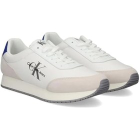 Resim Calvin Klein Retro Runner Low Mens Sneaker Erkek Günlük Spor Ayakkabı Beyaz Beyaz 