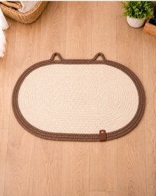 Resim Naspar %100 Organik Jut İp Dikişli Kedi Tırmalama Matı | Doğal, Sökülmez, Evcil Hayvan Dostu (50x30 cm) 