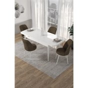 Resim Canisa Concept Canisa Via Serisi 80X132 Açılabilir Beyaz Yemek Masa Takımı 