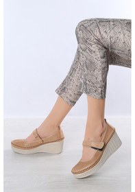 Resim Artı-Artı014-14152-1 Hakiki Deri Ortopedik Kadın Bej Ayakkabı Bej 