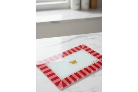 Resim Feyza Design Pratik Cam Kesme Panosu 25X35CM, Şık ve Dayanıklı Mutfak Gereci 