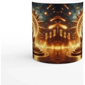 Resim Aslan Burcu Baskılı Kahve Kupası - Galaktik Taht Odası Temalı Vs3 