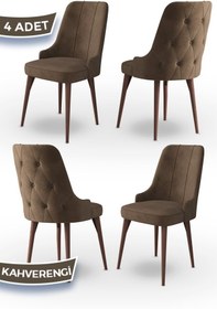 Resim Canisa Maya Serisi1.sınıf Babyface Ithal Kumaş Sandalye, Ceviz Gürgen Ayak, 4 Adet Kahve Sandalye 