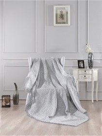 Resim Vicuna Home Pamuklu Çok Amaçlı Ebruli Koltuk / Çekyat Örtüsü Gri 