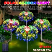 Resim 4 Adet FACHOI Güneş Enerjili Havai Fişi Işıkları, 320/240 LED Yüksek Kalite, 8 Modlu Çok Renkli & Sıcak Beyaz, Otomatik Açma/Kapama, Noel, Sevgililer Günü, Tatil Bahçe ve Patio Dekoru, Asılabilir Güneş Enerjili Aydınlatma, Festival Işıkları, Havai Fişi Tasarımı 