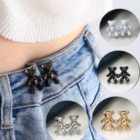 Resim Kot Pantolonlar için Ayarlanabilir Ayı Şeklinde Bel Düğmeleri - Sevimli Alaşım Moda Aksesuarı, 1 Çift 