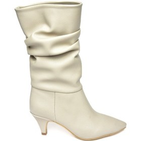 Resim Fox Shoes Ten Kısa Topuklu Büzgülü Kadın Bot L404810609 