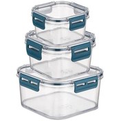 Resim CONAHOME BUFFER® 3'lü Pratik Silikon Contalı Sızdırmaz Kapaklı Sağlam İstiflenebilir Saklama Kapları 