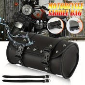 Resim Motorsiklet Arka Koltuk Çantası PU Deri Kuyruk Paketi Su Geçirmez Motosiklet Yan Çantası Retro Taktik Mini Evrensel Rulo Çanta 