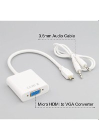 Resim Micro Hdmi To Vga Çevirici Mikro HDMI - VGA Dönüştürücü Adaptör 