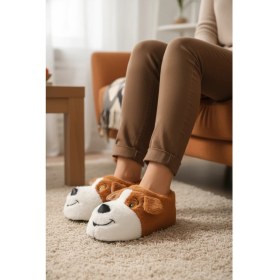 Resim Ayakmod Açık Kahve Köpek Desenli Panduf 26K001 