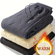 Resim Erkek Kış Pantolonu - Termal İzole Rahat Pantolonlar Elastik Manşetlerle, %100 Polyester, Ayarlanabilir İpli Bel, Dış Aktiviteler ve Soğuk Hava için Normal Kalıp (Siyah/Lacivert/Bej), Kışlık Günlük Giyim | Sıkı Oturan Pantolonlar | Fermuar Detaylı Pantolon 
