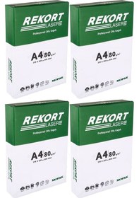 Resim Mopak Rekort A4 80gr/m2 Fotokopi Kağıdı 2000 Adet 4pk 500 