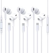 Resim SRLWMYI 3'lü paket kulaklık USB C kablolu kulak içi mikrofon ve ses ayarı kablolu kulaklık, iPhone 15/15Pro/15Plus/16/16 Pro/16Plus/Galaxy S24/S23/Google Pixel/Huawei için 