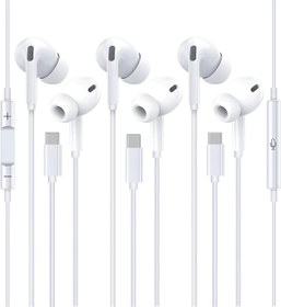Resim SRLWMYI 3'lü paket kulaklık USB C kablolu kulak içi mikrofon ve ses ayarı kablolu kulaklık, iPhone 15/15Pro/15Plus/16/16 Pro/16Plus/Galaxy S24/S23/Google Pixel/Huawei için 