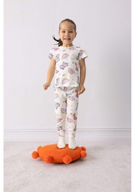 Resim DeFacto Kız Bebek Pijama Takımı Dinazor Baskılı Kısa Kollu Penye Üst Esnek Belli Uzun Alt E1547A525SMER238 