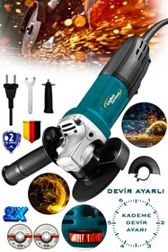 Resim Lieber German Bakır Sargılı Devir Ayarlı 115 MM Avuç İçi Taşlama Kesme Spiral Makinesi +2 Taş Hediye 