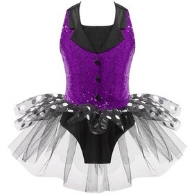 Resim Altın Kızlar Çocuklar Payetler Sapanlar Geri Leotard Tutu Elbise Bale Caz Latin Modern Dans Performansı Sirk Kostüm Altın 