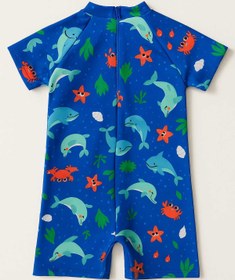Resim My Kids Wear Boneli ,Pervaz Fermuarlı ,Güneş Korumalı Erkek Çocuk Tulum Mayo 