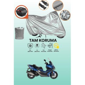 Resim Dokaca Gri Arka Çanta Uyumlu Kymco Xciting S 400 Uyumlu Motor Brandası, Koruyucu Örtü 