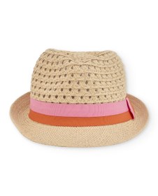 Resim Tuc Tuc Kız Çocuk Hasır Fötr Şapka - Pembe Turuncu Bantlı (52-56 cm) - 56 