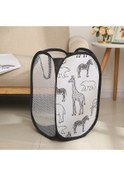 Resim Kosona Uzun Boylu Organik Kumaş Zürafa Desenli Banyo Çamaşırı Sepeti - Geniş Kapasiteli Evcil Organizasyon Aleti 