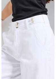 Resim Itsbasic Kadın Beyaz 5s6-2 Wide Leg Kemer Detaylı Denim Jean 
