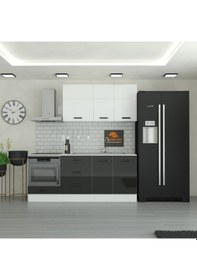 Resim 205 Cm Mutfak Dolabı Mdf Kapak Tezgah Dahil Yrkn205 99 Siyah 